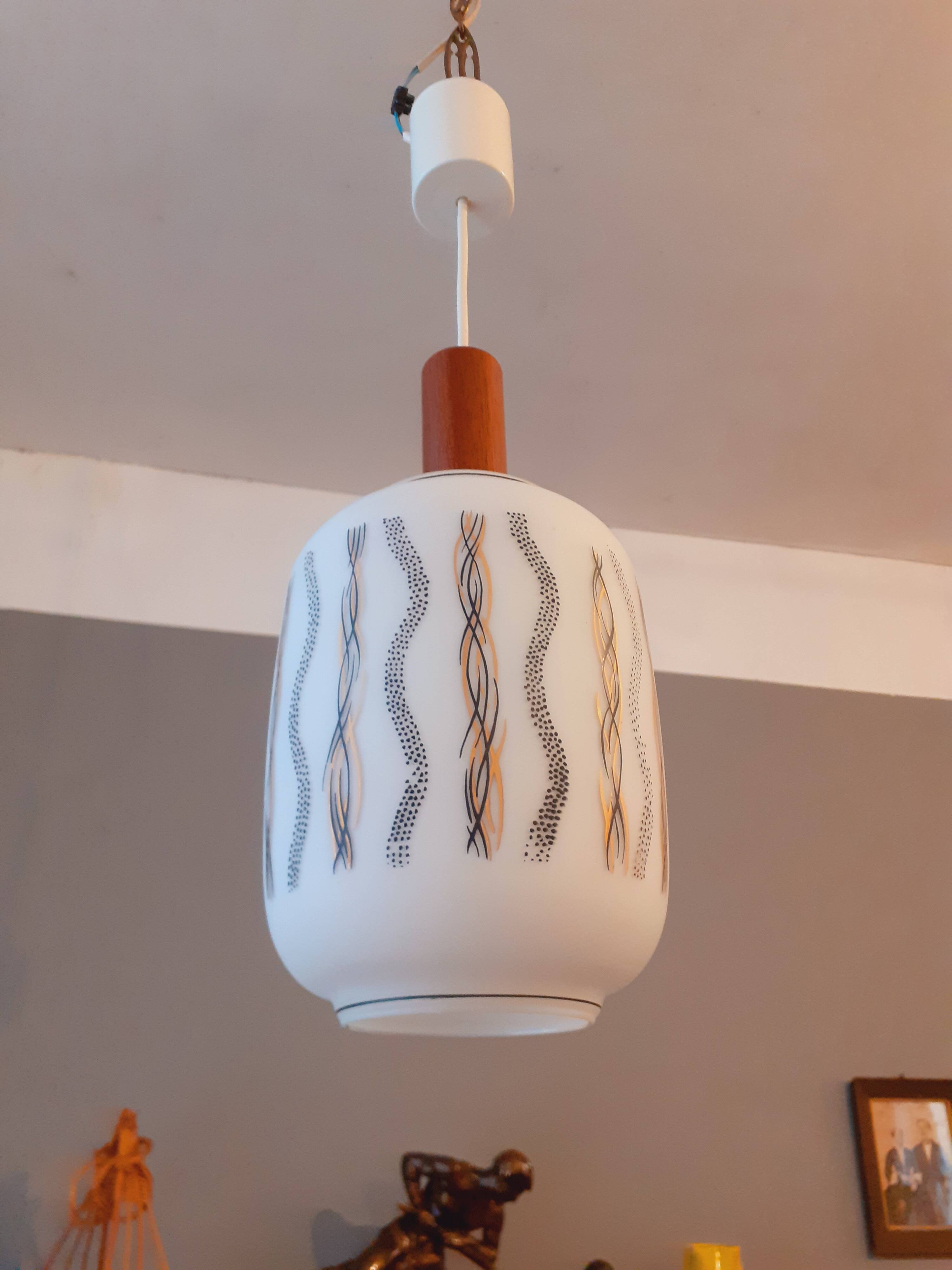 Opaline ceiling light from the 1960s.