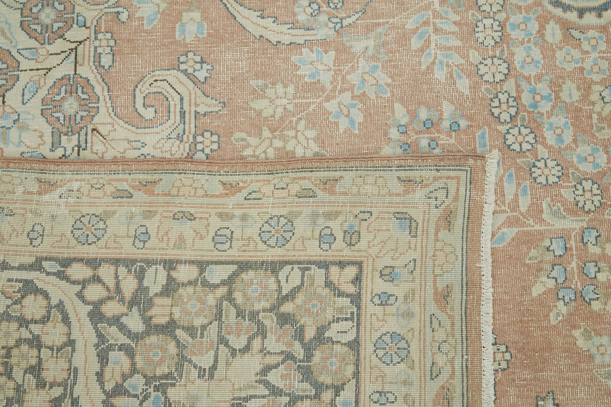 Hand-knotted persian vintage 1970s 290 cm x 390 cm beige wool carpet