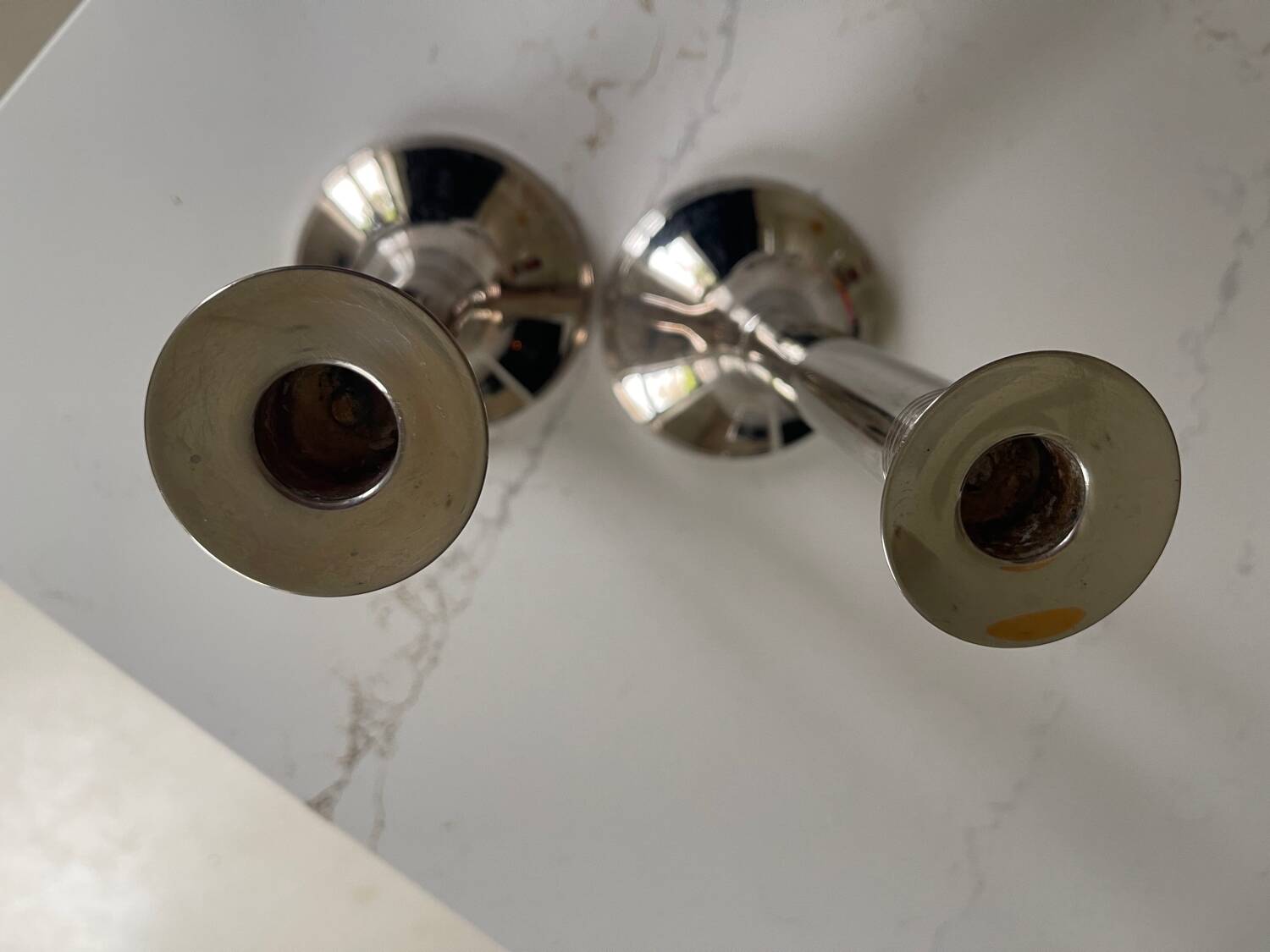 Silver metal candle holders