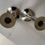 Silver metal candle holders