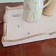 Presentation tray in raw and pink wood