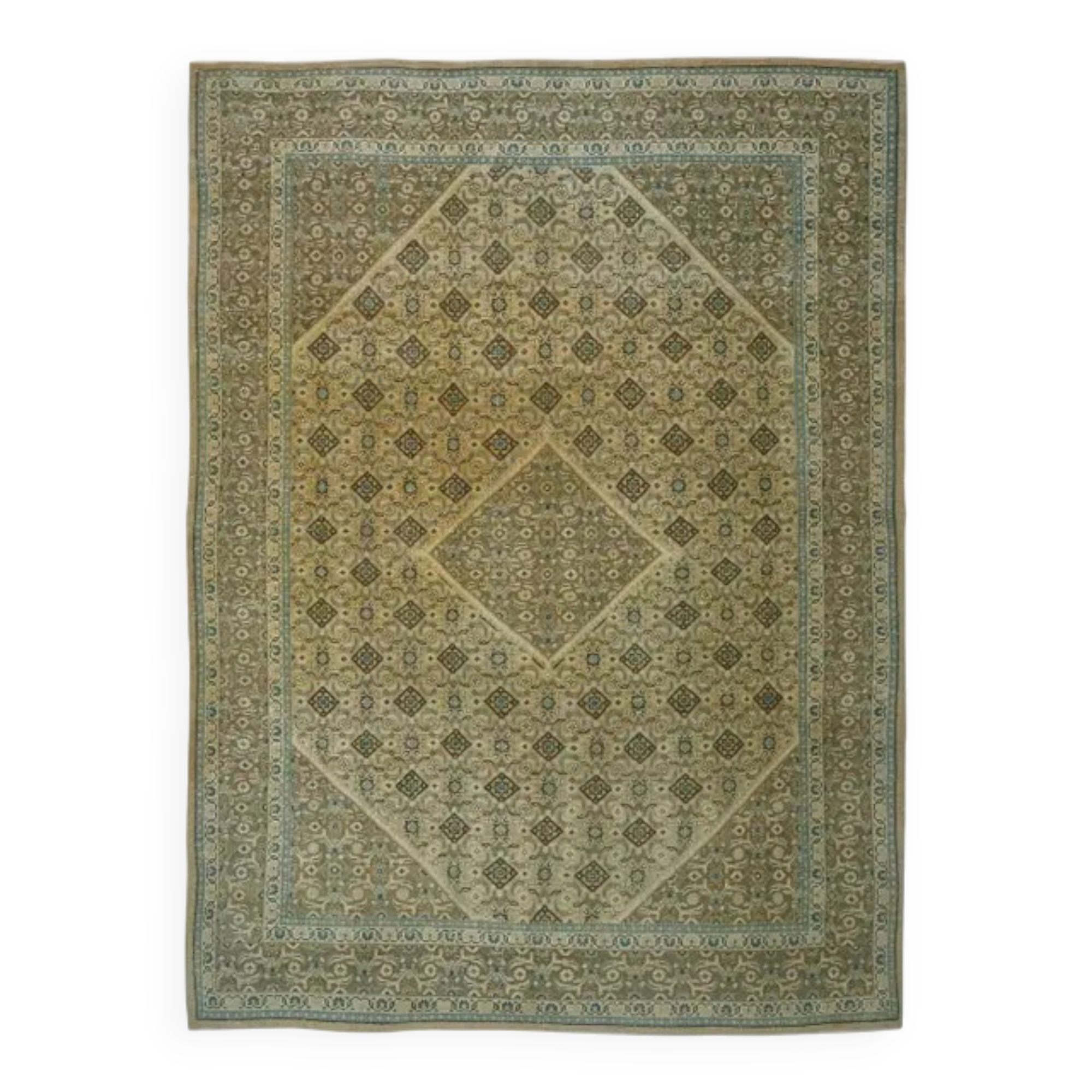 1970s Vintage Persian Handmade Wool Cotton Brown Area Rug 292x392