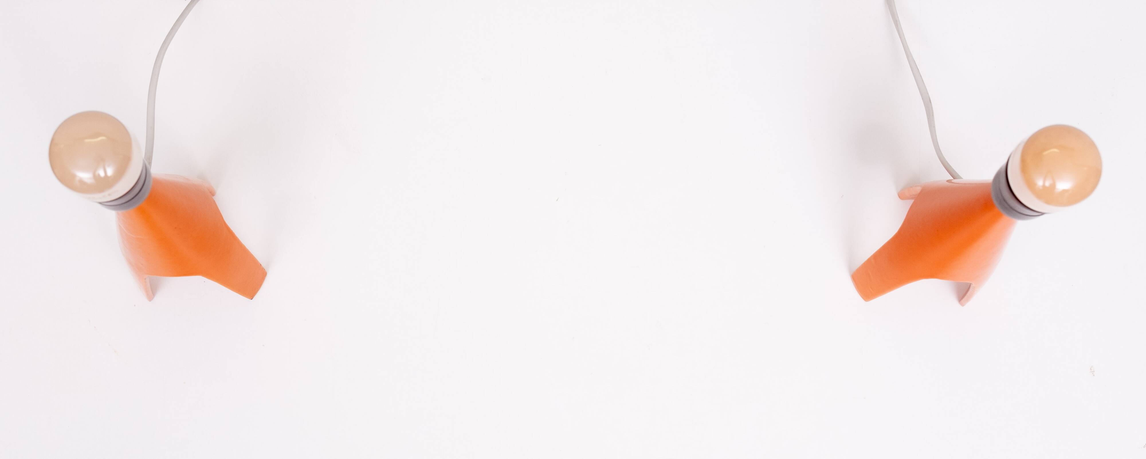 Voss Belysning Orange Enamel table lamps 1950s Denmark