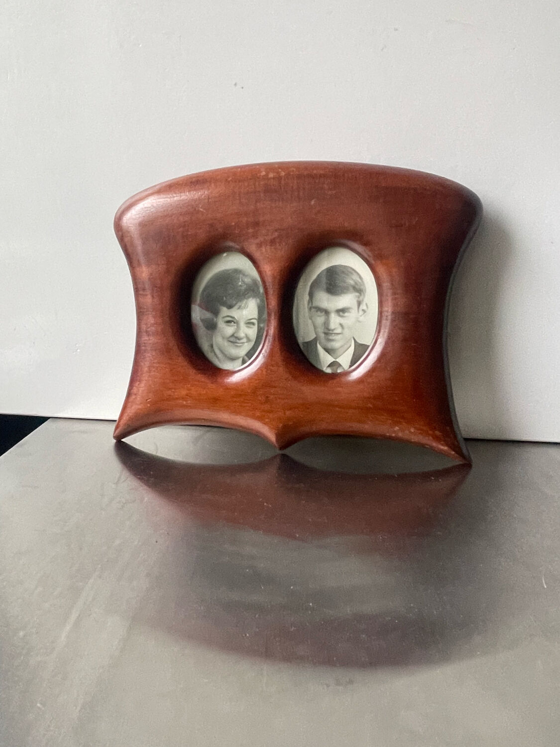 Antique  art nouveau mahogany double frame wood