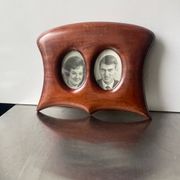 Antique  art nouveau mahogany double frame wood