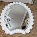 Miroir ovale en bois blanc décor ocean 59x71cm