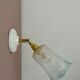 Vintage tulip wall lamp in white and blue frosted glass