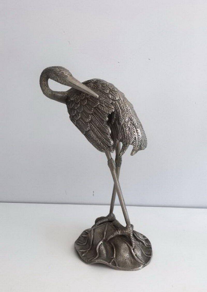Pair of silver-plated herons