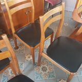 6 vintage leatherette chairs and wood
