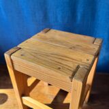 Pair of vintage larch stools, 1960s/70s