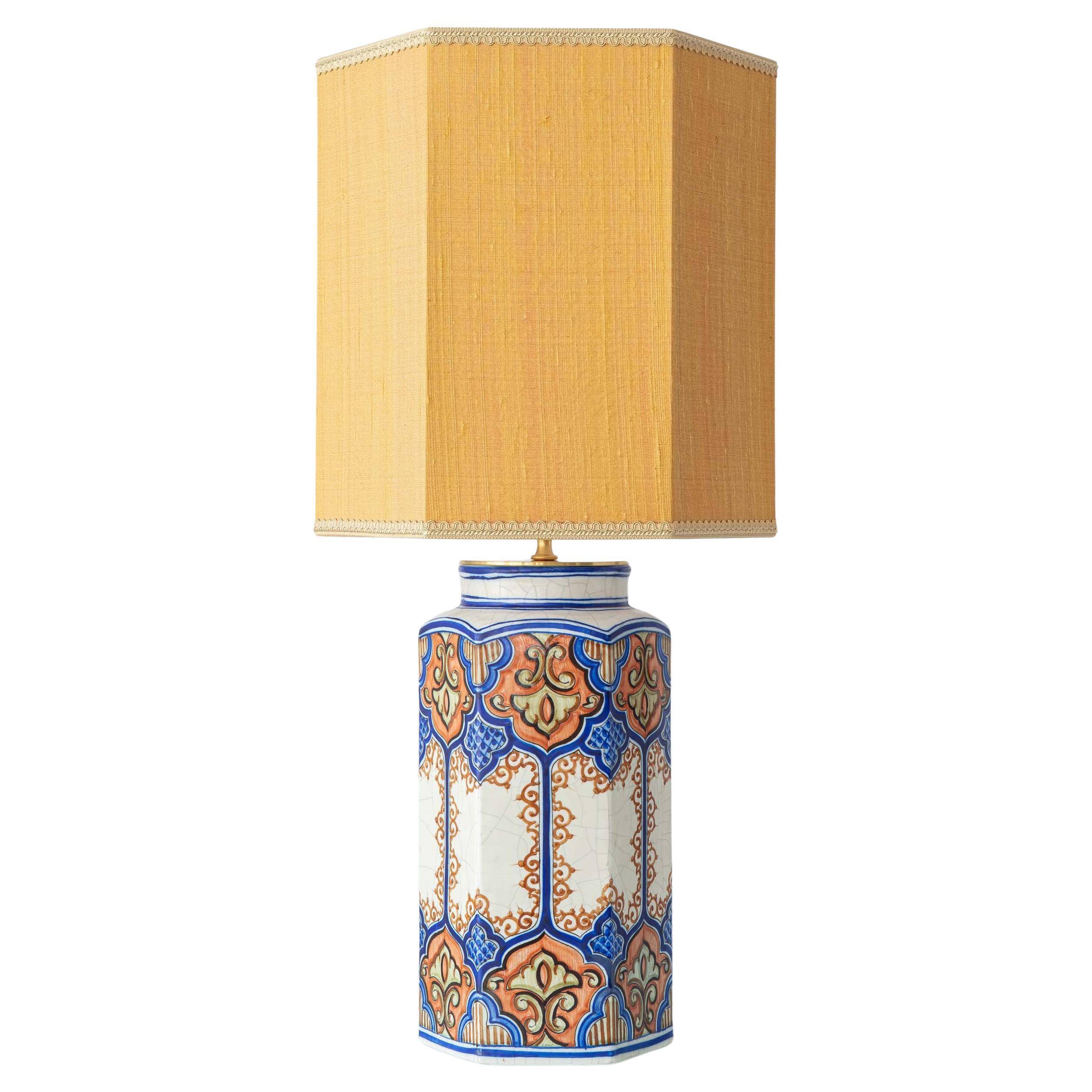 Benlloch Manises ceramic table lamp in mid-century Spanish revival style.