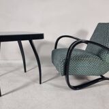 H 269 Lounge Chair and table spider by Jindřich Halabala for Up Zavody, 1940s, Set of 2