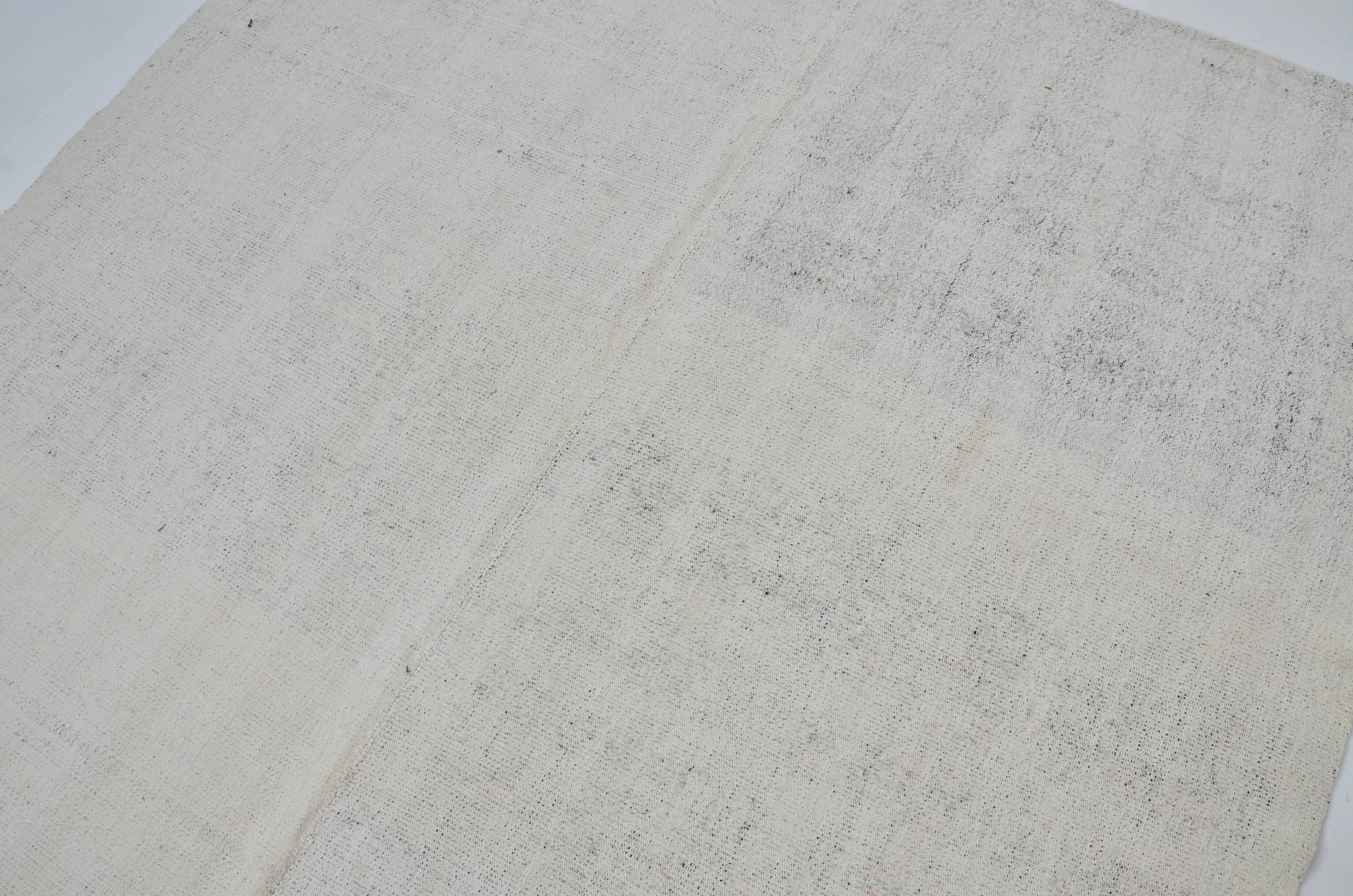White Handwoven Vintage  Kilim Rug sku 3080