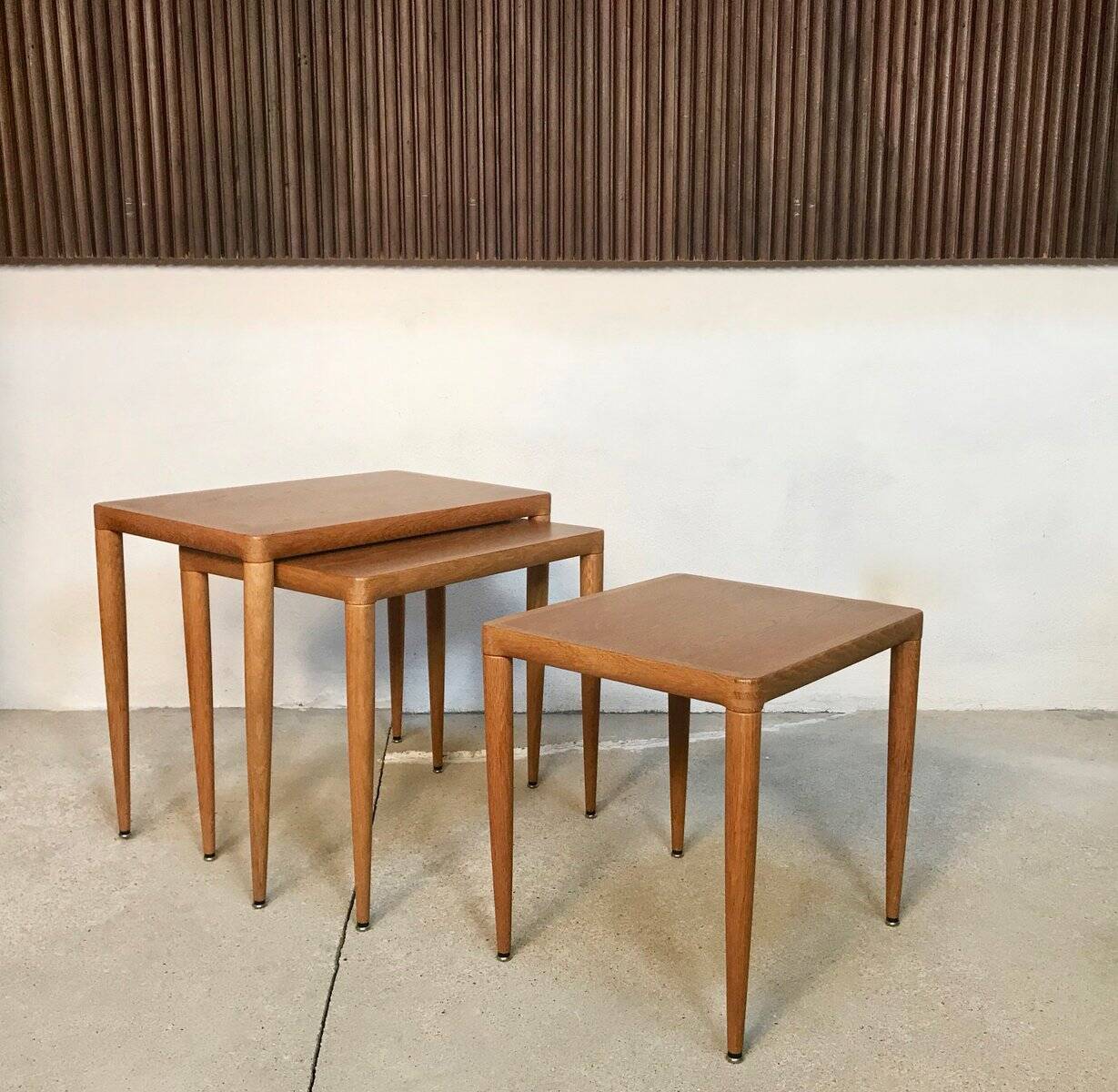 Nest of Tables in Oak Wood, Denmark 1960s, Set of 3