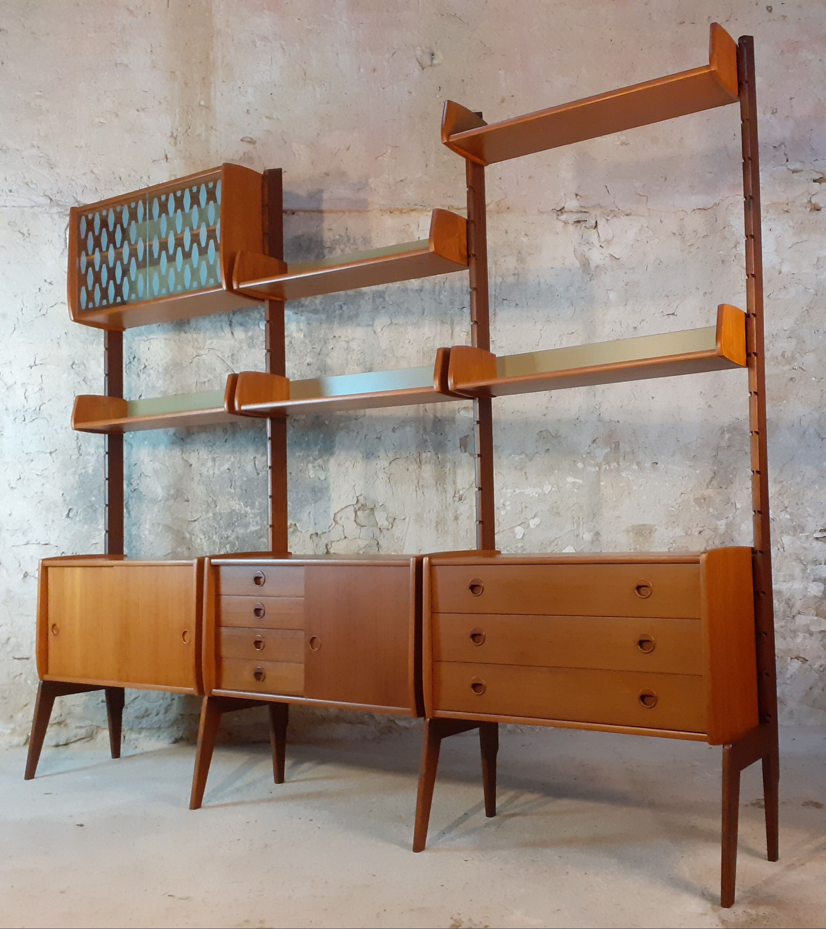 Meuble en teck, 3 modules, modèle Ergo par Blindheim, Norvège 1960