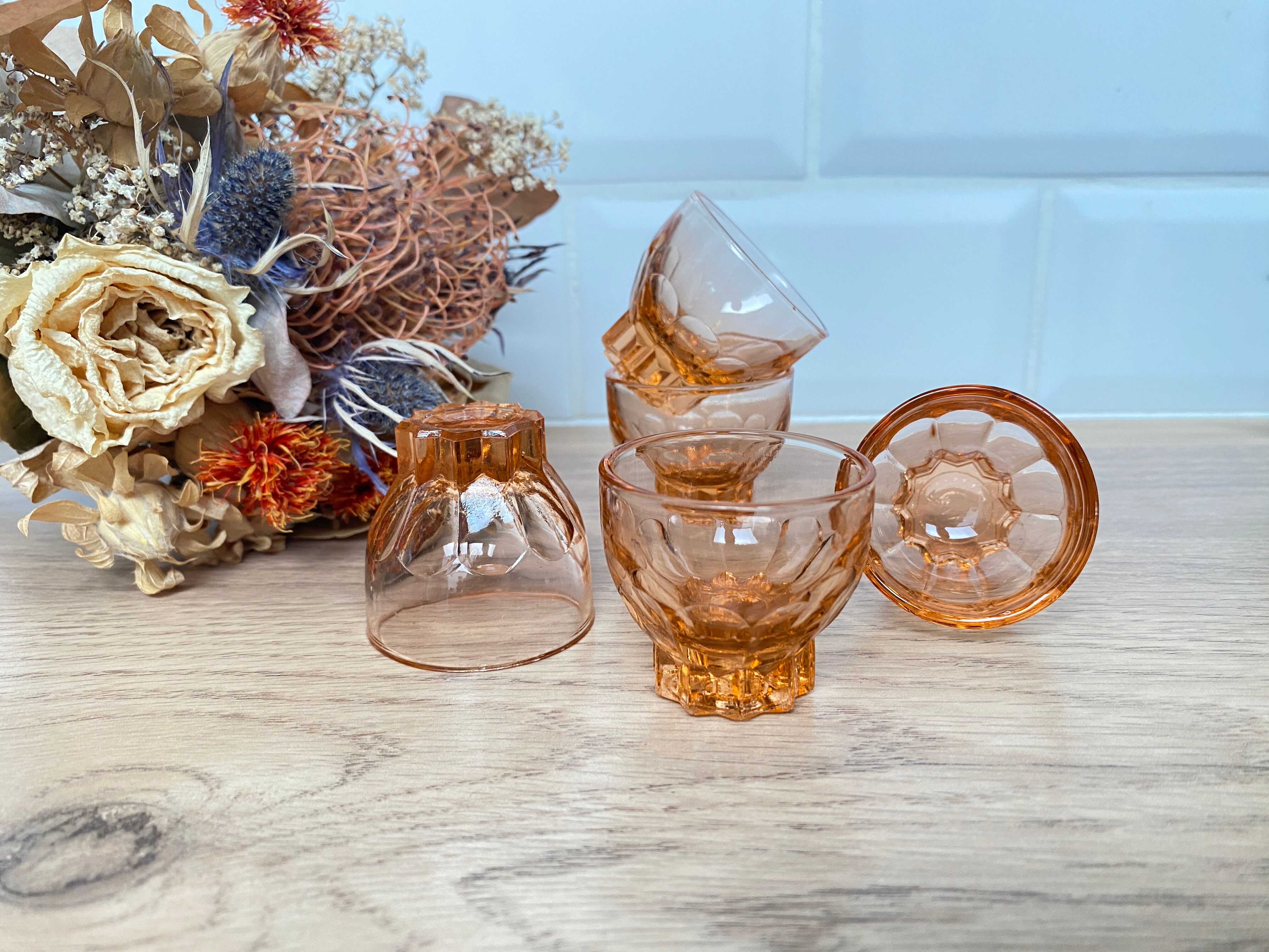 Set of 5 Luminarc pink glasses