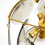 60s large brass ceiling chandelier with large round glass plates