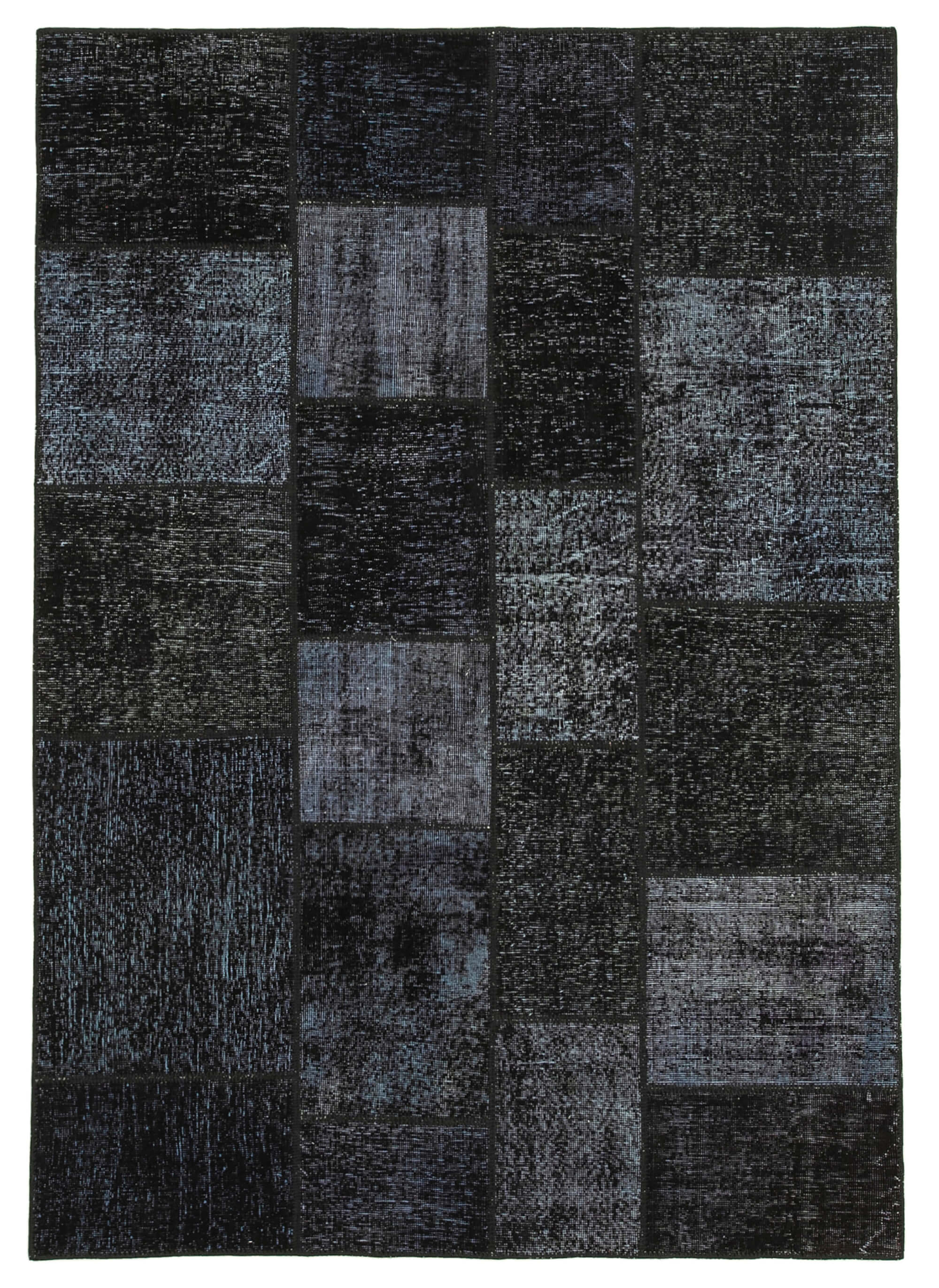 Handmade turkish overdyed 171 cm x 243 cm black patchwork carpet