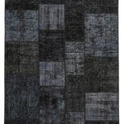 Handmade turkish overdyed 171 cm x 243 cm black patchwork carpet