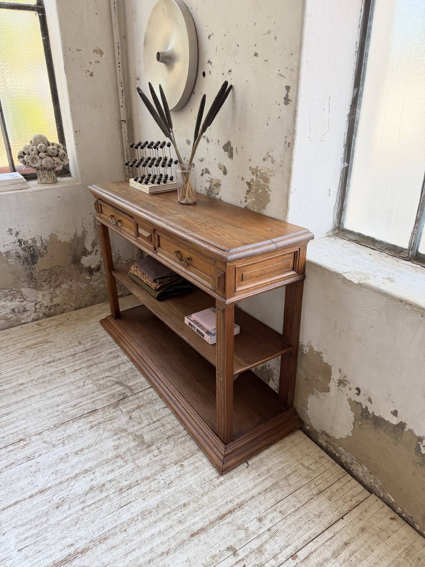 19th-century oak console table