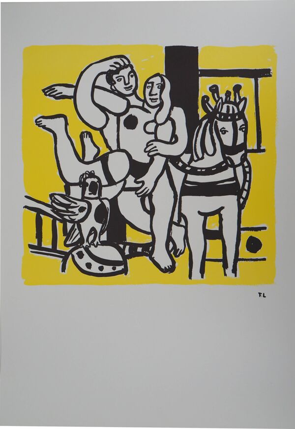 Fernand LEGER : Couple amoureux et cheval, Lithographie signée