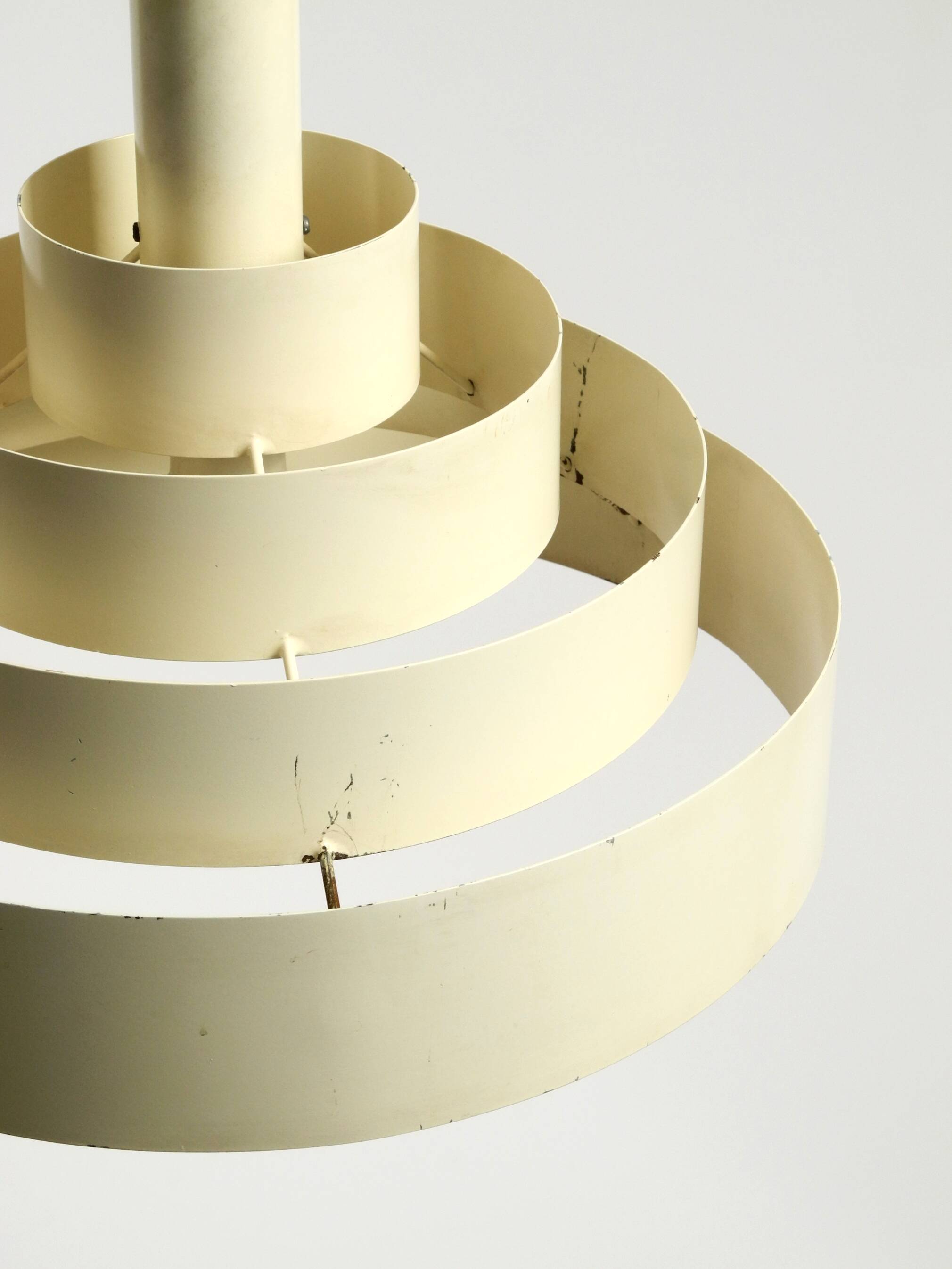 1960s Space Age heavy solid slatted metal pendant lamp