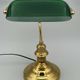 Banker's lamp in brass lampshade in green glass desk
