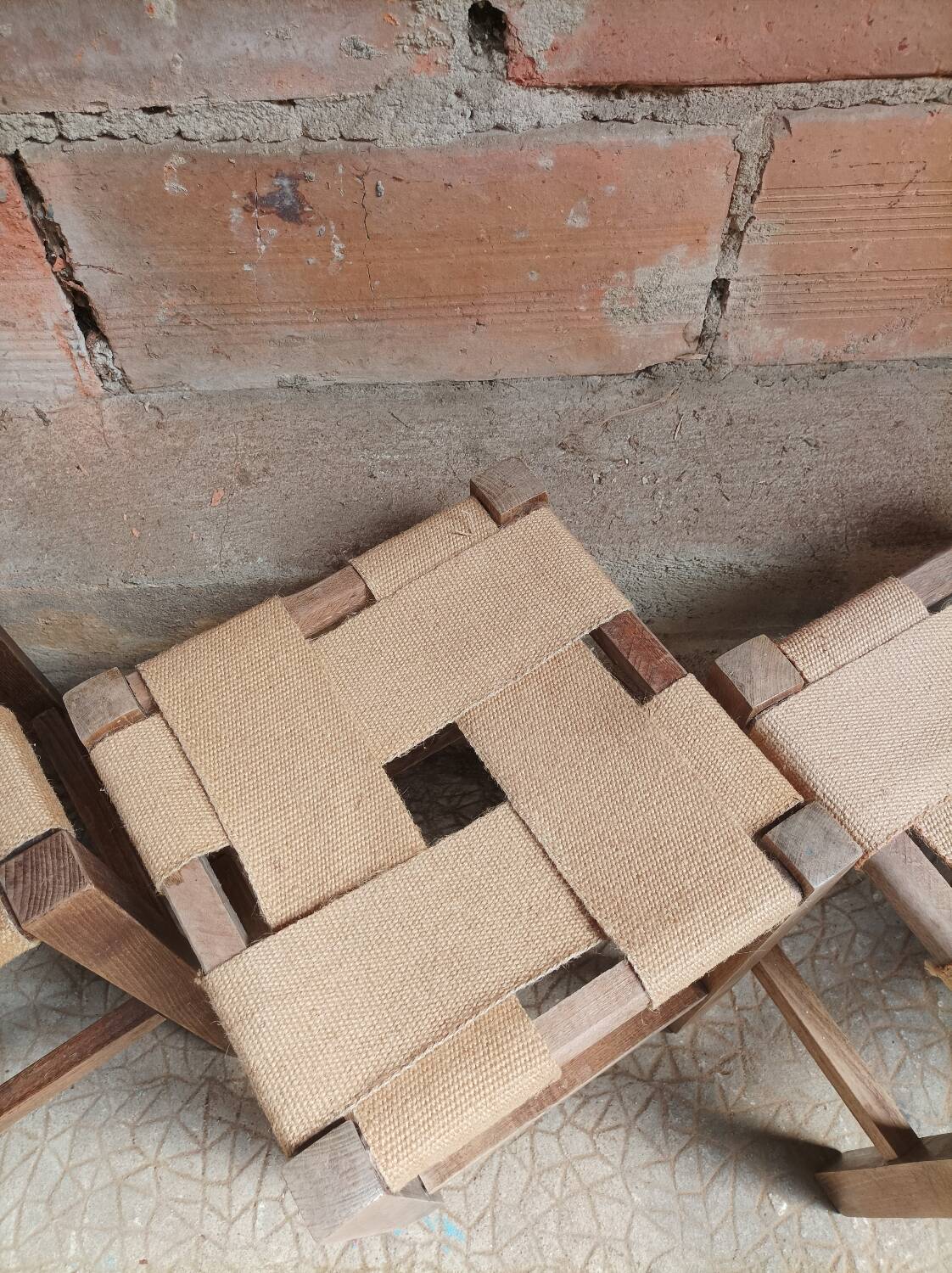 Set of 4 authentic wooden stools