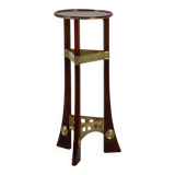 Art Nouveau Pedestal in wood and brass, Belgium, ca. 1910