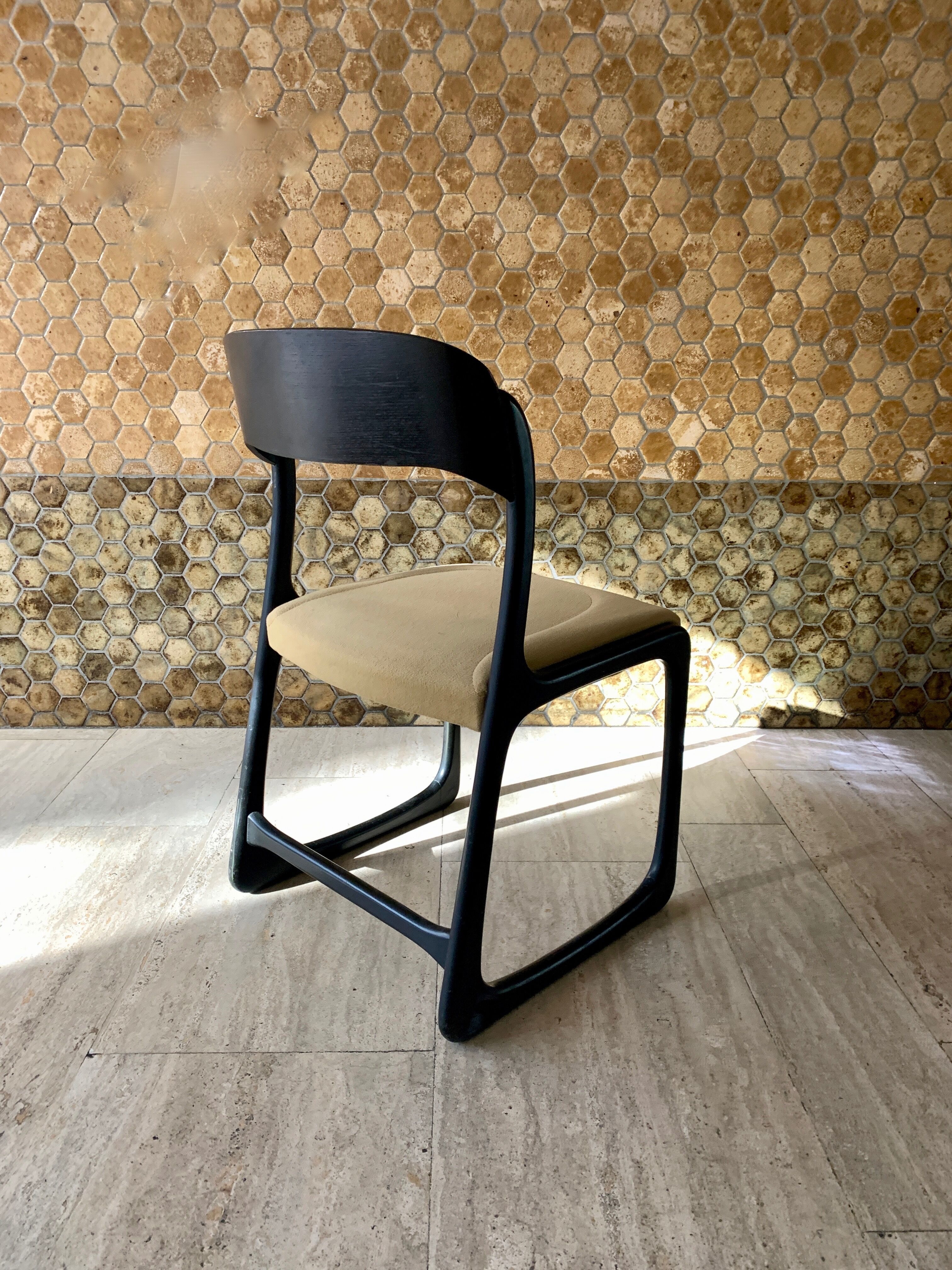 Pair of Baumann sleigh chairs with original seats