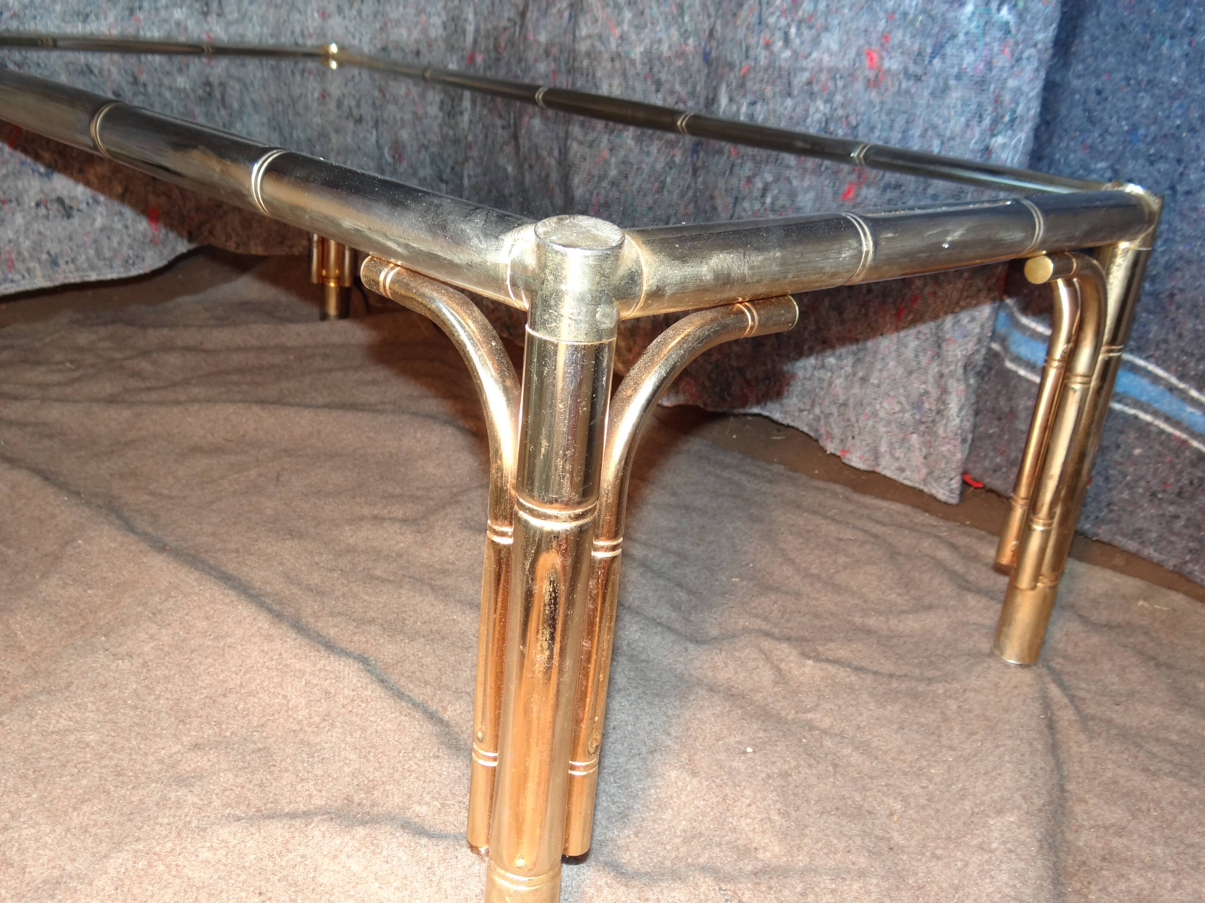 bamboo imitation coffee table and 60s glass tray