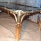 bamboo imitation coffee table and 60s glass tray