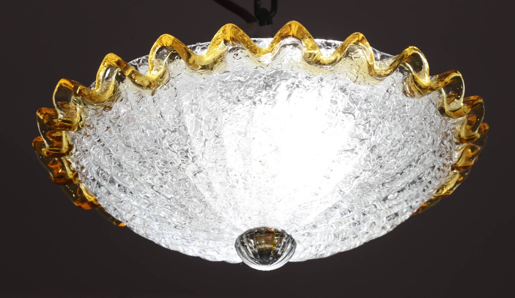 Italian Yellow Large Size Murano Glass Ceiling Fixture, Murano, 1980