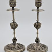 Pair of old gilded bronze candle holders