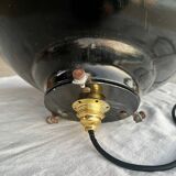 Suspension industrielle XXL en tôle émaillée noire