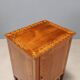 Antique walnut bedside table with maple inlays, converted into a bar cabinet, 19th century.