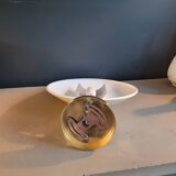 Gold and cream white saucer wall sconce