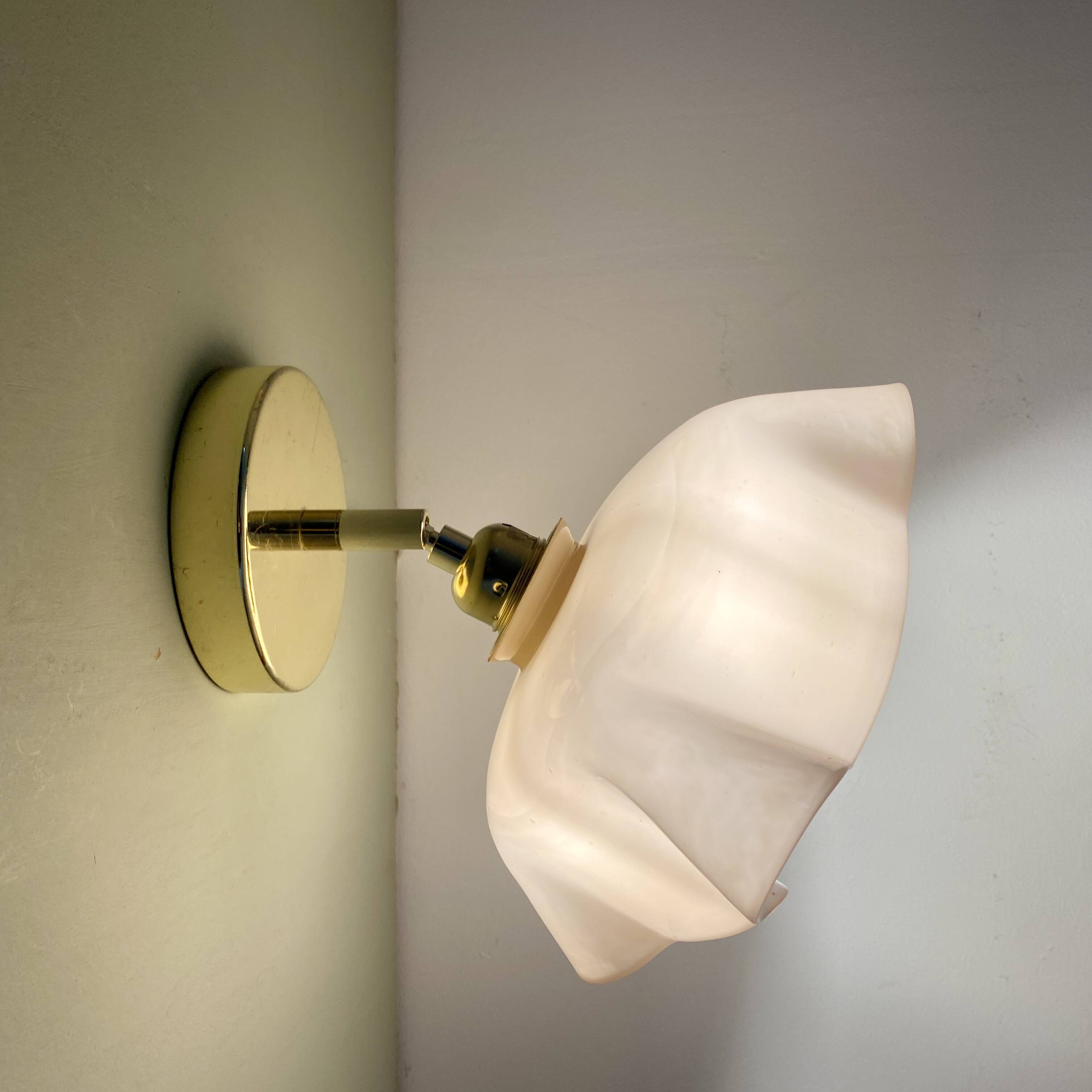 Vintage pink opaline lampshade wall lamp