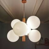 Chandelier 6 bulbs Temde Leuchten 1970s