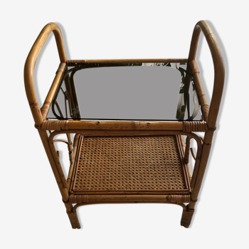 Rattan and caning side table