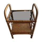 Rattan and caning side table