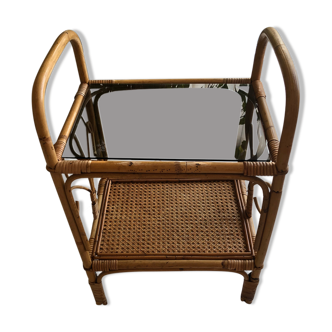 Rattan and caning side table