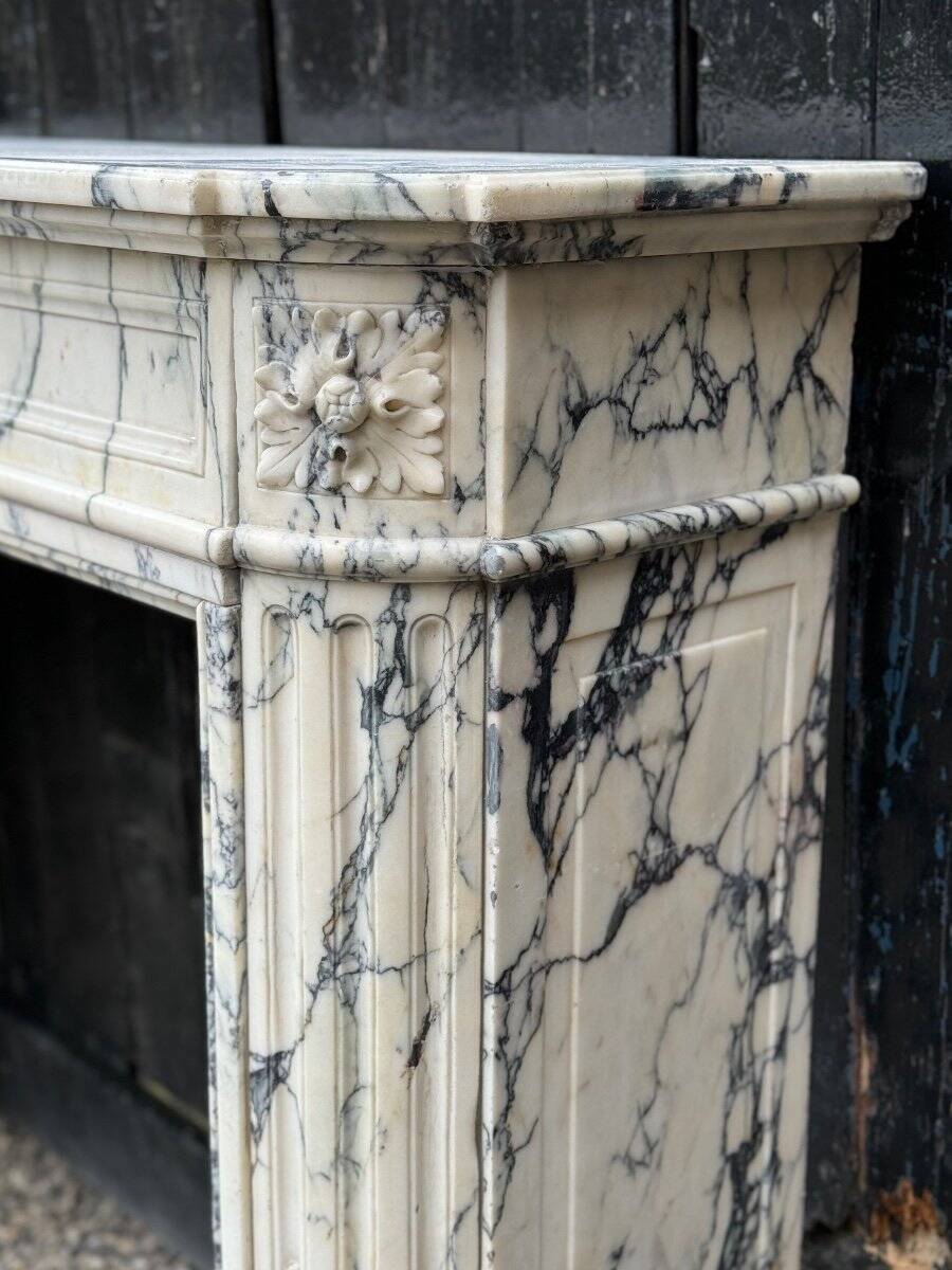 Louis XVI Style Fireplace In Violet Breccia Marble Circa 1880