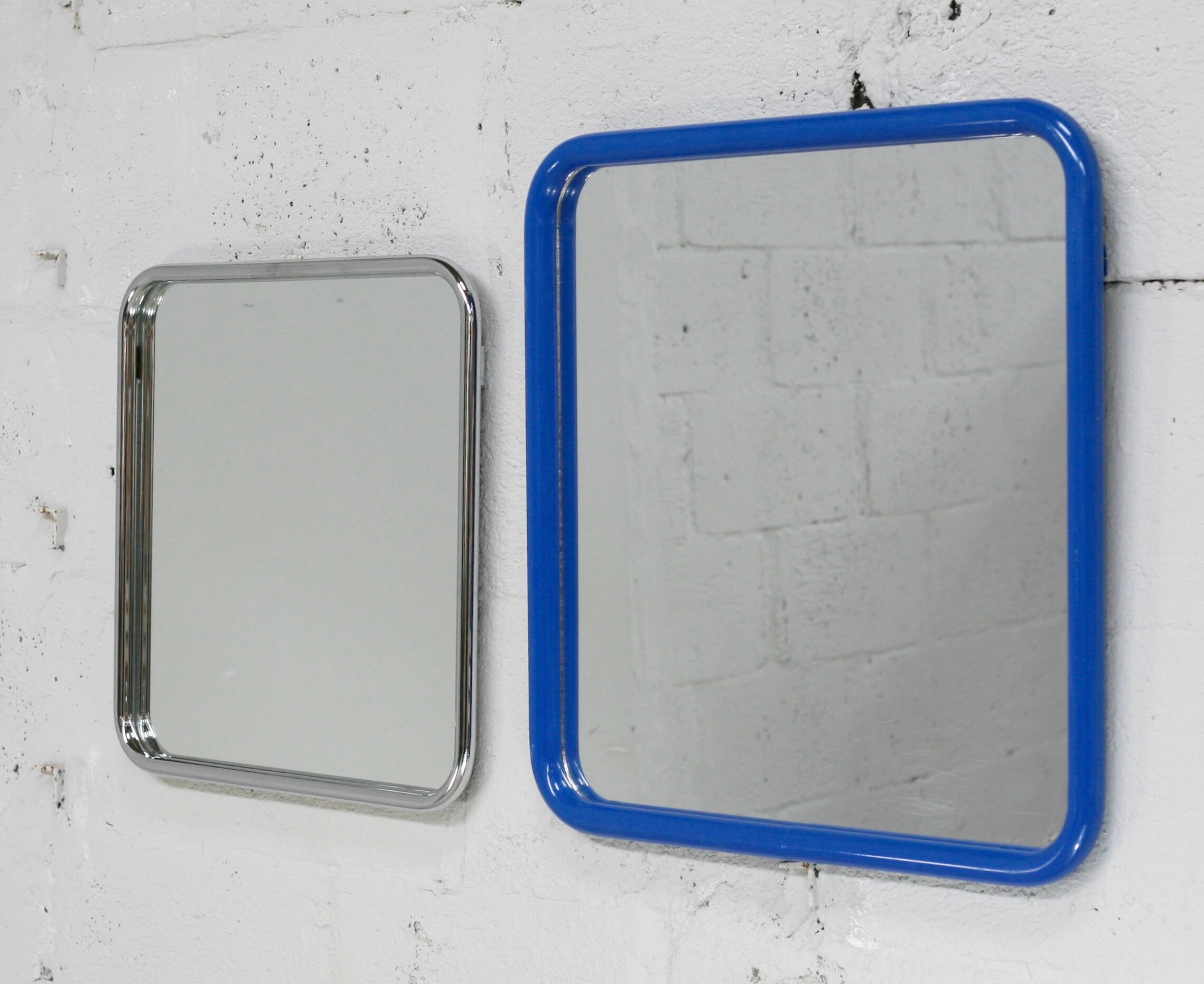 Pair of tubular steel mirrors, france, circa 1970