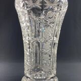 Large cut crystal vase richly decorated Bohemia
