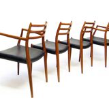 Set of Four 1950s Danish Model 62 and Model 78 Dining Chairs by Niels Molle