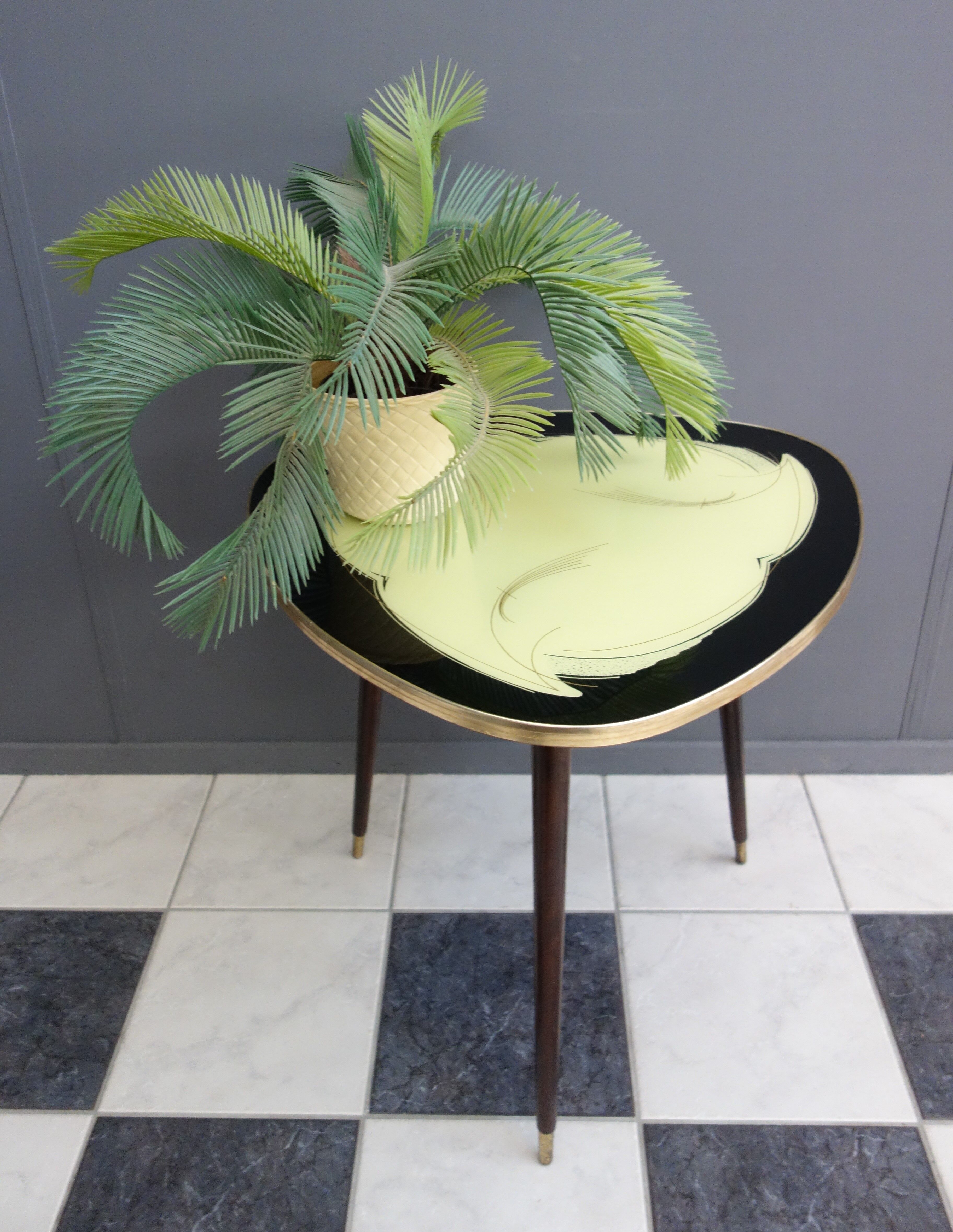 Glass coffee table 1960s Yellow, gold and black glass table top