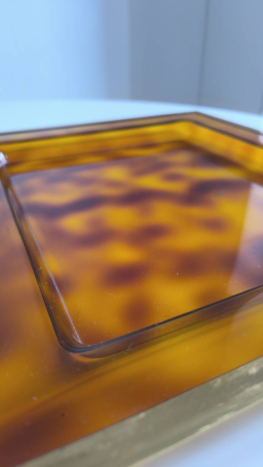 Lucite and gold metal tray by Christian Dior