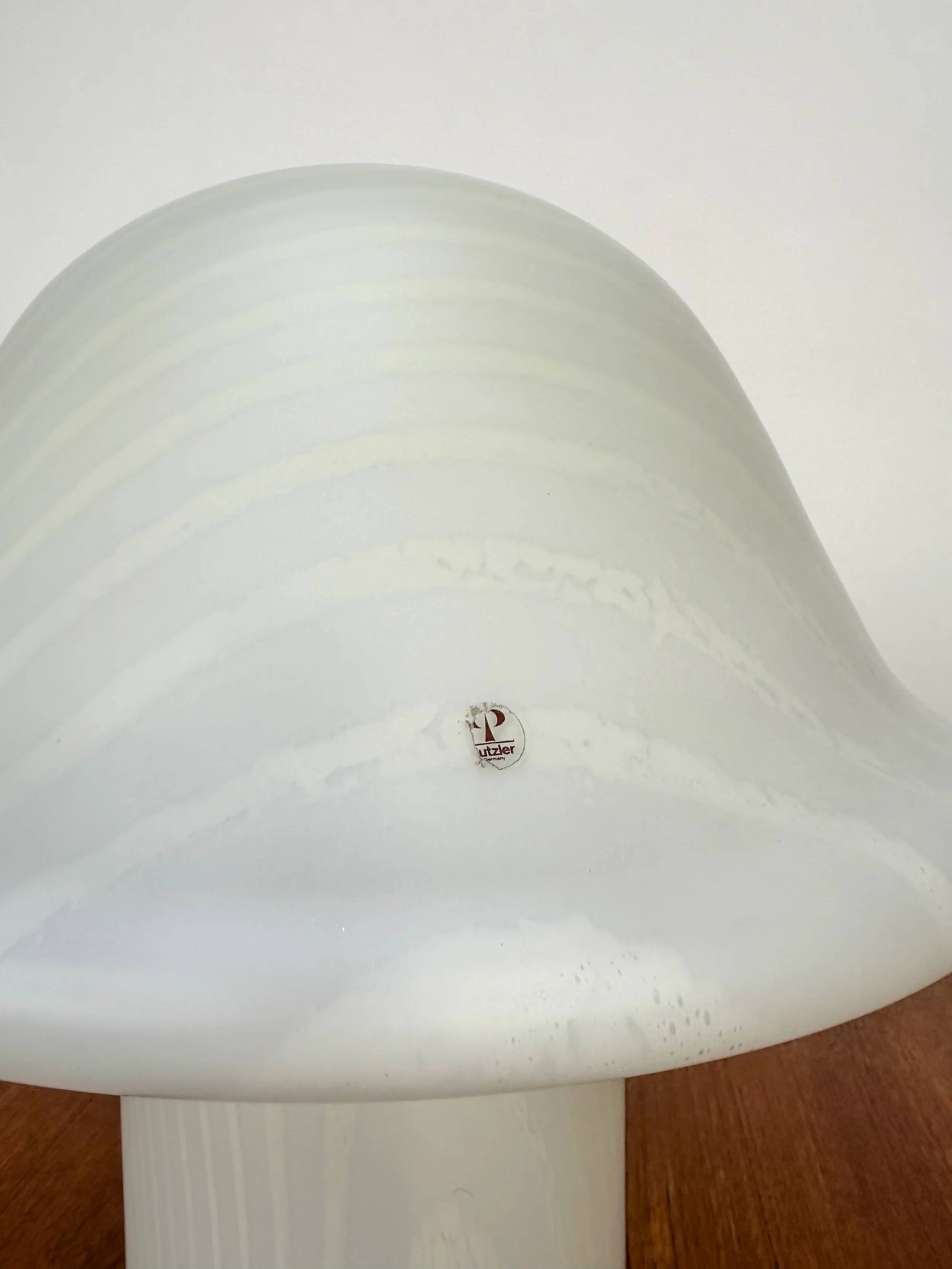 1970s Vintage Zebra Mushroom Glass Table Lamp by Peill & Putzler