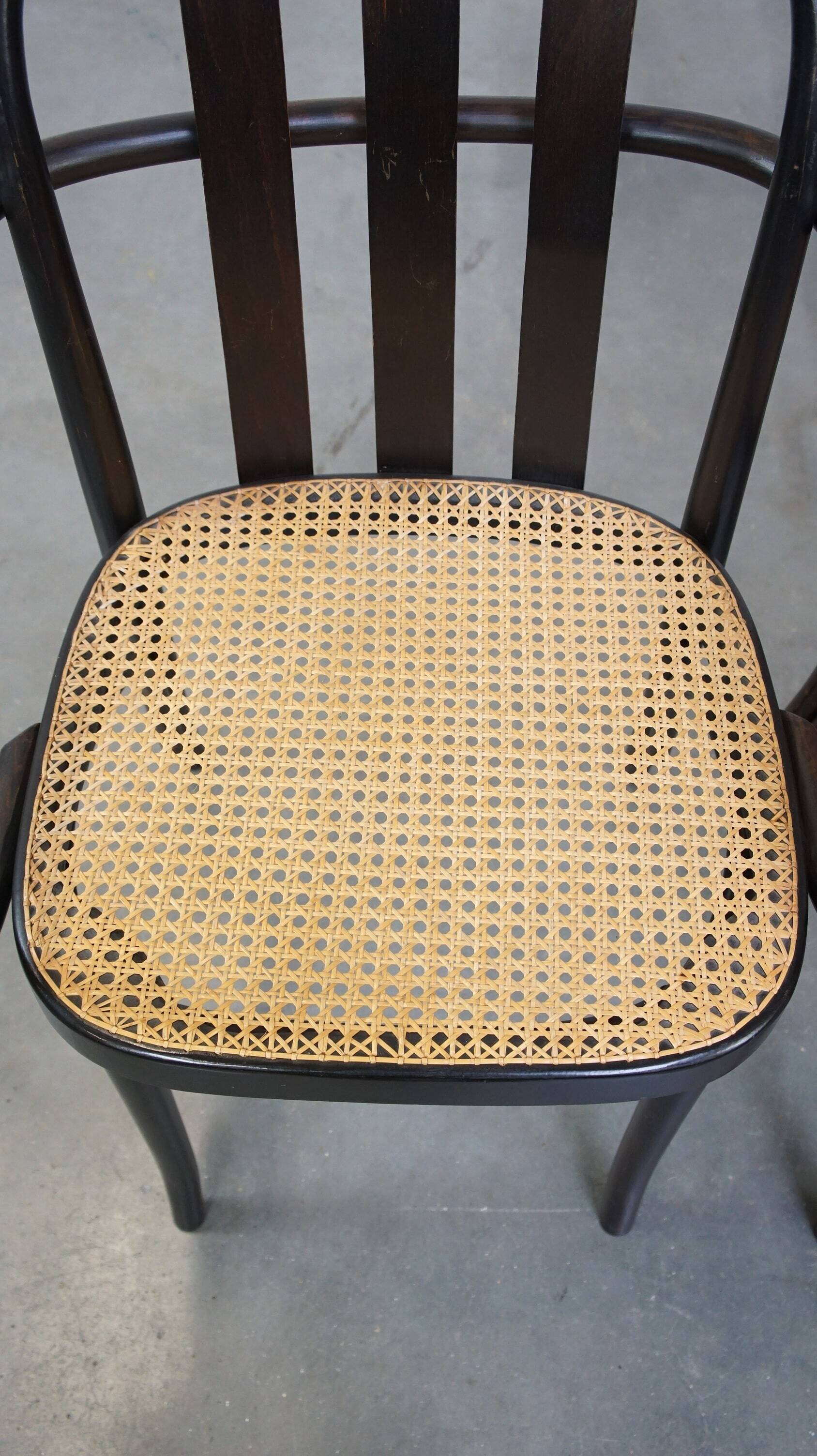 Set of 2 wooden dining chairs with woven seats